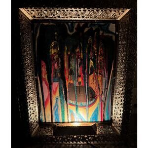 Vintage Lighted Filigree Metal Frame Wall Piece Backlit Art Display Shadowbox